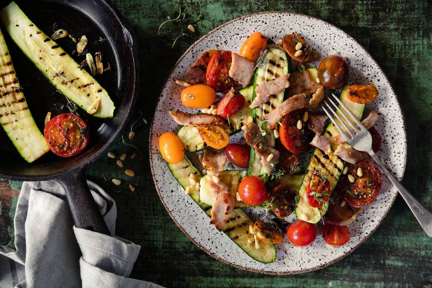 This quick and easy Warm Tomato, Courgette & Bacon Salad also happens to be gluten-free!